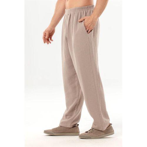 Beli Lastikli Yandan Çift Cepli Müslin Şalvar Pantolon Taş Tas