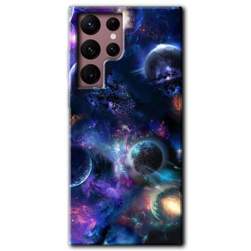 Galaxy S22 Ultra Kılıf HD Desen Baskılı Arka Kapak - Gezegen Karışımı + Kırılmaz Cam
