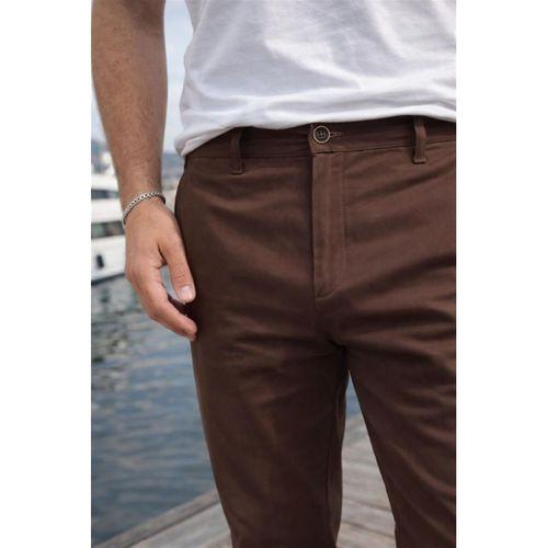 Paraşüt Kumaş Regular Fit Düğmeli Fermuarlı Düz Paça Günlük Erkek Pantolon - Kahve