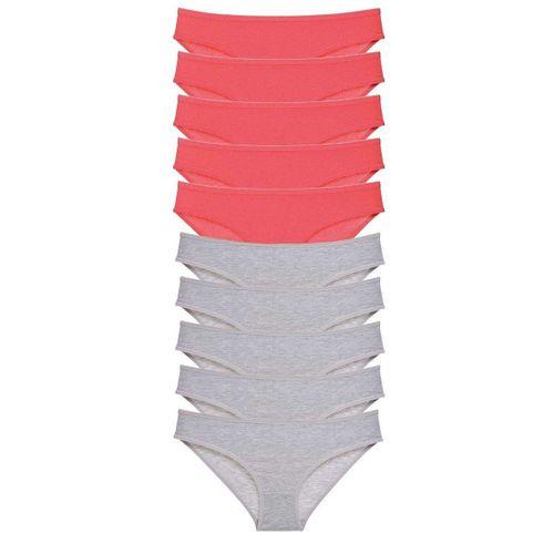 10 adet Süper Eko Set Likralı Kadın Slip Külot Fuşya Gri