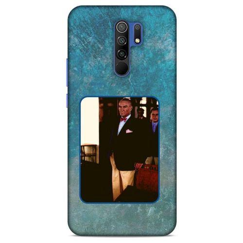 Xiaomi Redmi 9 Kılıf Atatürk (30) Silicone Case Turkuaz Taş