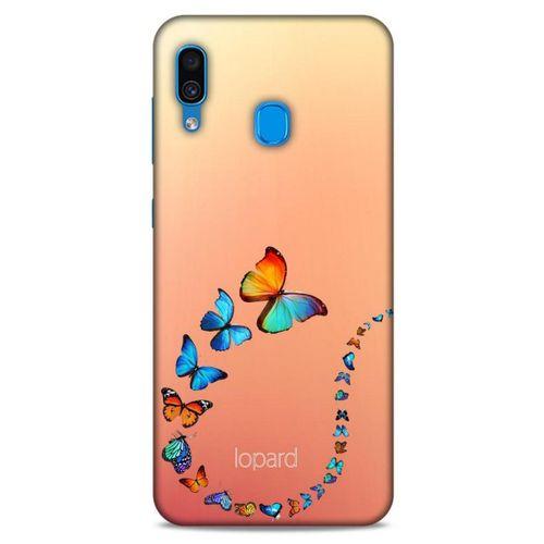 Samsung Galaxy A30 Kılıf Kelebek Etkisi (47) Crystal Flex Kılıf Fuşya Sarı