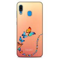 Samsung Galaxy A30 Kılıf Kelebek Etkisi (47) Crystal Flex Kılıf Fuşya Sarı