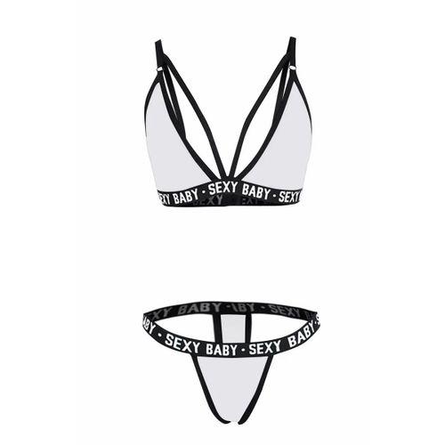 Kadın Beyaz Yazı Detaylı Ipli Sütyen Takımı