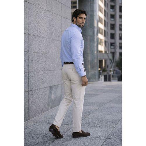 Likralı Regular Fit Nefes Alabilir Klasik Erkek Oxford Gömlek - Açık Mavi