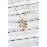 316L Çelik Zincir Gold Renk Şans Kolyesi Model Zirkon Taşlı Kadın Kolye