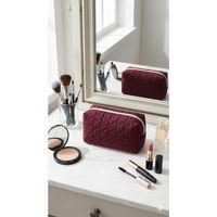 Lüks Bordo Kapitone Desenli Makyaj ve Kozmetik Çantası