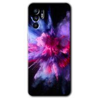 Oppo Reno 6 Kılıf HD Desen Baskılı Arka Kapak + Temperli Cam - Color Splash Purple