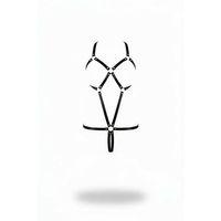 Siyah Body Harness Metal Halkalı Çapraz Vücut Kuşamı - Brf240