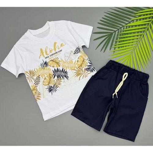3/5 Yaş Aloha Yaprak Baskılı Çocuk Takımı