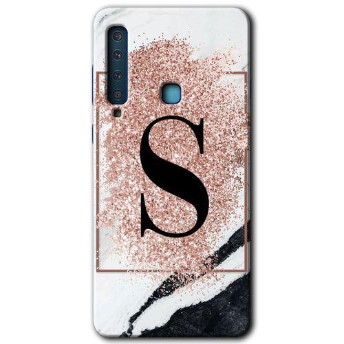 Galaxy A9 2018 Kılıf HD Desen Baskılı Arka Kapak - Pembe Mermer Desenli S Harfi