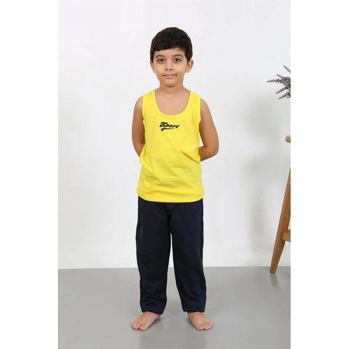 Erkek Çocuk Sıfır Kol Penye Pijama Takım Sarı