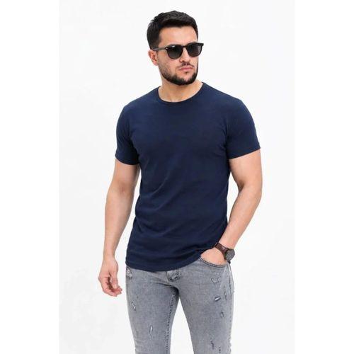 Erkek Basic Tişört Bisiklet Yaka Kısa Kol Günlük Yazlık Slim Fit T-Shirt - Lacivert