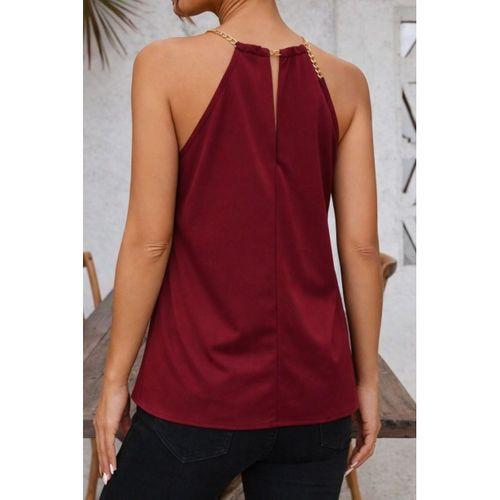 Kadın Omuzlardan Açık Zincir Halka Detaylı Sandy Bluz