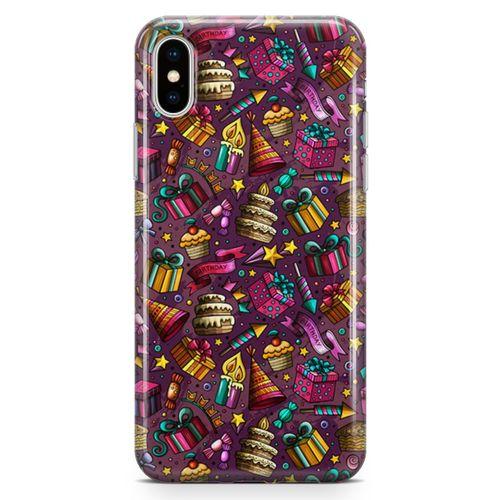Apple iPhone XS Kılıf Parti Malzemeleri Doodle Arka Kapak Koruma Desenli Full Koruyucu