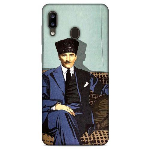 Samsung Galaxy A20 Kılıf Atatürk (48) Bumper Kılıf Yeşil Duvar