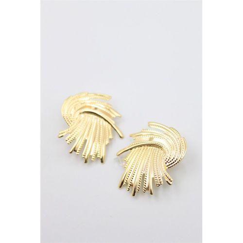 Metal Yaprak Küpe - Altın