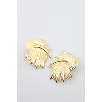 Metal Yaprak Küpe - Altın