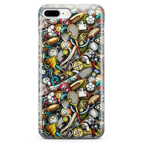 Apple iPhone 8 Plus Kılıf Sporcu Doodle Arka Kapak Koruma Desenli Full Koruyucu