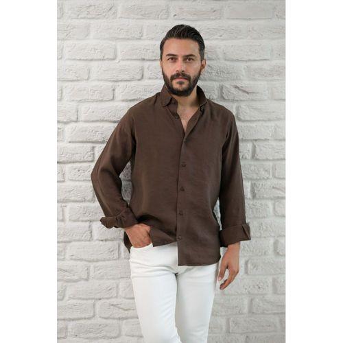 Regular Fit Yaka Düğmeli Yazlık Modal Kumaş Erkek Gömlek