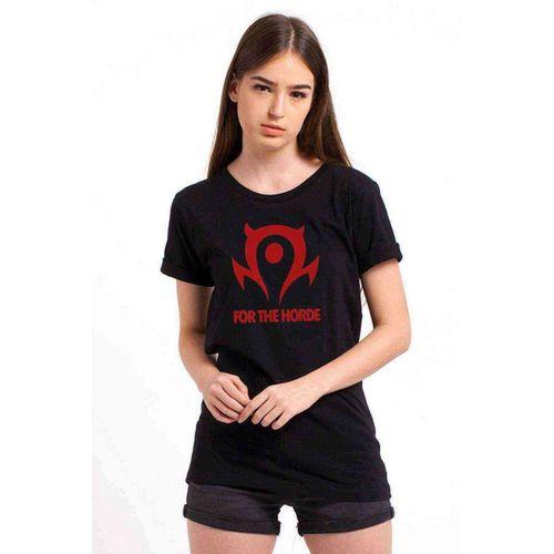 Of Warcraft For The Horde World Baskılı Siyah Kadın Tshirt