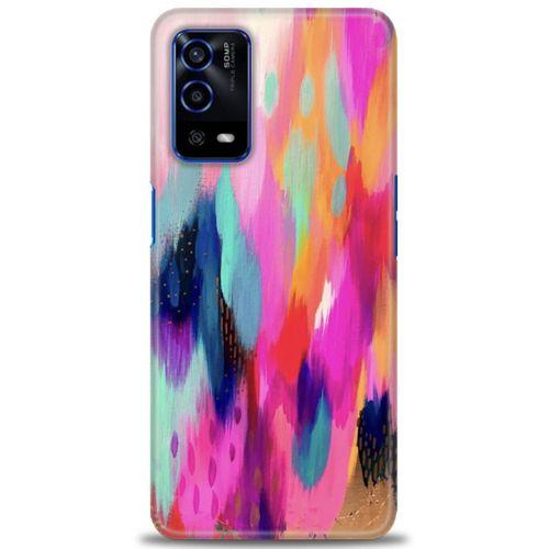 Oppo A55 Kılıf HD Baskılı Kılıf - Yaldızlı Renkler + Tam Ekran Koruyucu