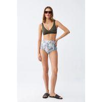 Kadın Haki Pedli Üst Ve Yüksek Bel Çiçek Desenli Bikini Takımı