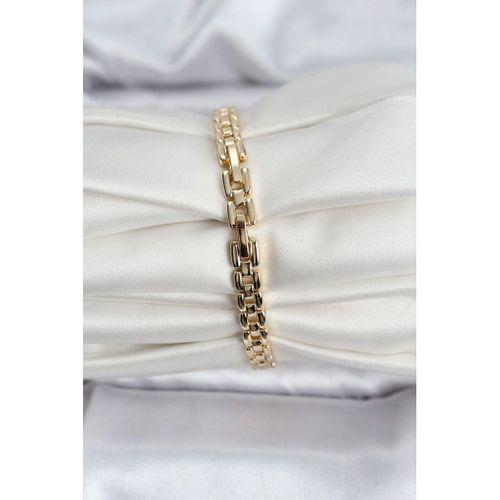 14K Gold Renk Kaplama Zirkon Kare Taşlı CM Kadın Bileklik