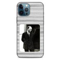 Apple iPhone 12 Pro Max Kılıf Atatürk (36) Glitter Kılıf Gri Kumlar
