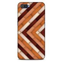 Oppo Realme C2 Kılıf Patchwork (40) Fit Silikon Kılıf Kahverengi Beyaz