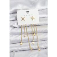 Kutup Yıldızı Model Gold Renk Pirinç Sallantılı Kadın Küpe