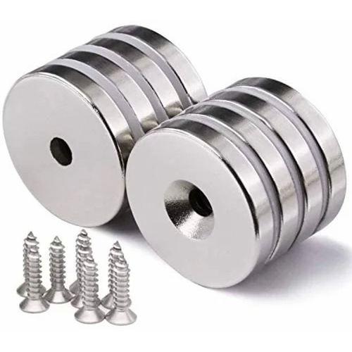 2 Adet 25x10/5x5,5 Mm Neodyum Mıknatıs Havşa Delikli Magnet Vida Atılabilir N35 Nikel Paslanmaz