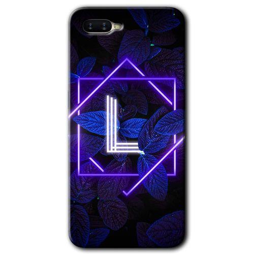 OPPO Oppo Rx 17 Neo Kılıf HD Desen Baskılı Arka Kapak + Temperli Cam - Dark Neon Yaprak L Harfi