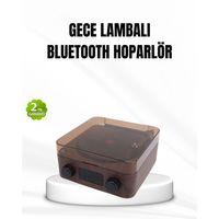 Bluetooth Hoparlörlü Gece Lambası Dijital Saat Ve Ambiyans Işığı Çok Amaçlı