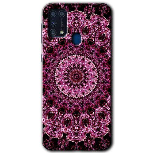 MRCİLETİSİM Samsung Galaxy M31 Kılıf Baskılı Kapak - Mandala Patterns Kaleidoscope +Tam Kaplayan Mat Seramik