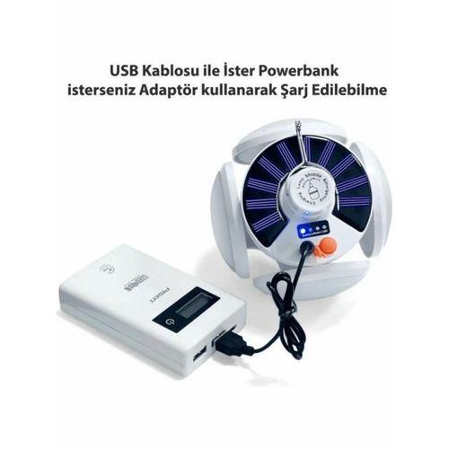 P-038 Solar Güneş Enerji Ve Usb Sarjli 5 Kanatlı