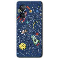 Potkal Hediye Fabrikası Huawei Nova 9 SE Kılıf HD Desen Baskılı Arka Kapak - Kedi Galaksi