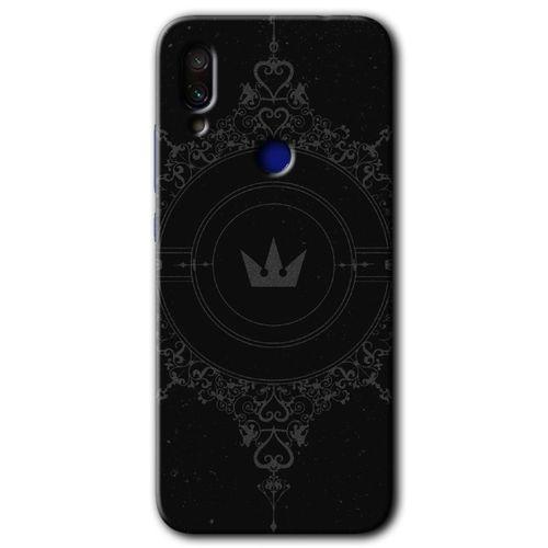 MRCİLETİSİM Xiaomi Redmi Note 7 Kılıf HD Desen Baskılı Arka Kapak+Temperli Cam - Siyah Mandala 1