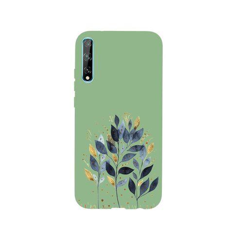 Huawei Psmart S Mavi Yaprak Desenli Premium Silikonlu Yeşil Telefon Kılıfı