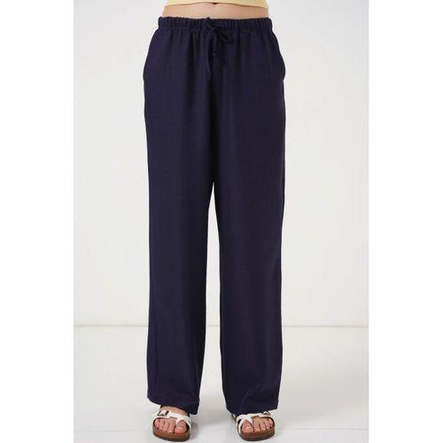 Geniş Paça Keten Pantolon 6735 - Lacivert
