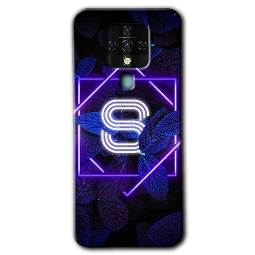 Potkal Hediye Fabrikası Tecno Camon 16 Kılıf HD Desen Baskılı Arka Kapak - Dark Neon Yaprak S Harfi