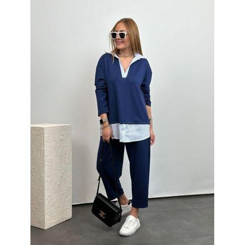 Polo Yaka Gömlekl Detay Salaş Balon Pantolunlu ıkılı Takım