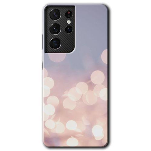 MRCİLETİSİM Samsung Galaxy S21 Ultra Kılıf HD Desen Baskılı Arka Kapak + Temperli Cam - Blur Lights