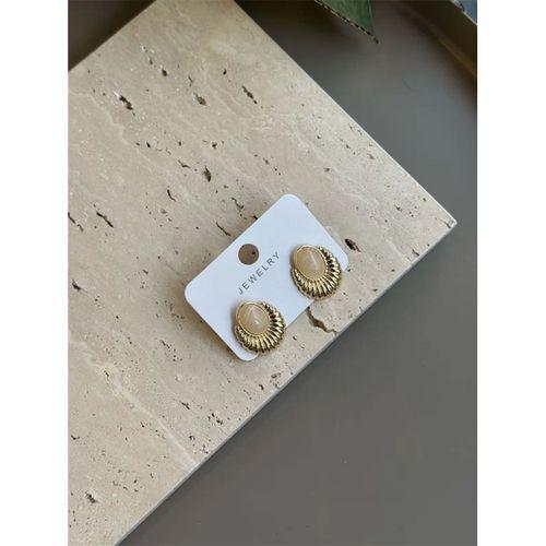 Taşlı Küpe - Krem