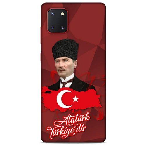Samsung Galaxy Note 10 Lite Kılıf Atatürk (43) Thin Fit Kılıf Kırmızı Mozaik