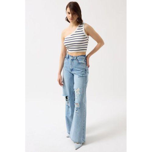 Tek Omuz Çizgili Crop