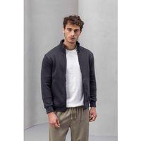Marcel Regular Fit Fermuarlı Kıstırma Cepli Üç İp Şardonlu Erkek Sweatshirt - Füme