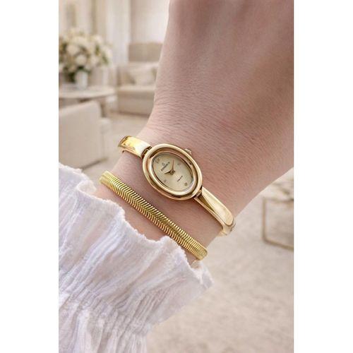 Essence Çelik Kordon Kararma Yapmaz 3 Atm Suya Dayanıklı Kadın Kol Saati + Bileklik VS.BLKT.0825