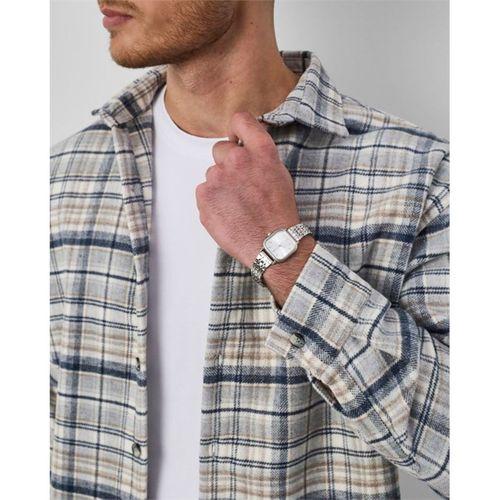 Jasper Relaxed Fit Pamuklu İnce Çizgili Oduncu Erkek Gömlek - Mavi-Bej