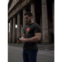 Unisex Bisiklet Yaka Baskılı Oversize T-Shirt - Siyah